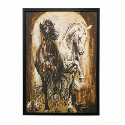 Artisan Doku İşlemeli Tablo At Figürü