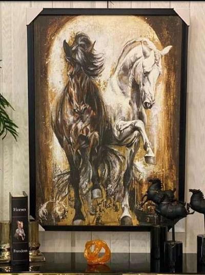 Artisan Doku İşlemeli Tablo At Figürü