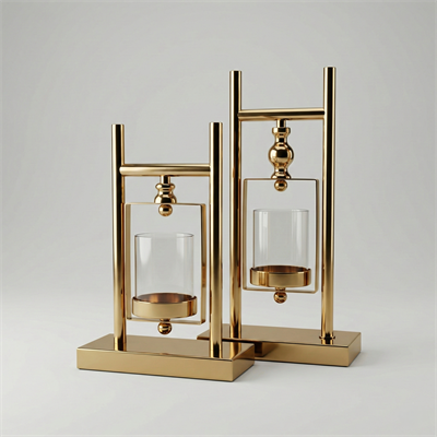 Modern Cam Mumluk Şamdan Seti 