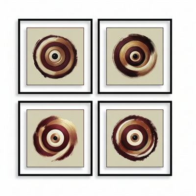 Dekorart Dairesel Hareketli Soyut Kanvas Set