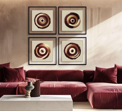 Dekorart Dairesel Hareketli Soyut Kanvas Set