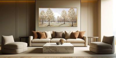 Sanat Modern Manzara Altın Ağaç Doku Tablo