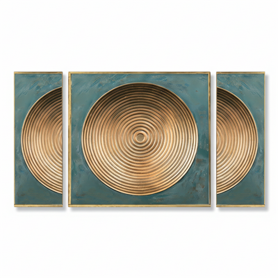 Üçlü Cam Tablo Seti Daire Motifli