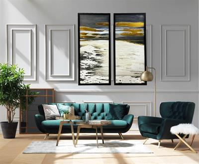 Modern Soyut Doku İşlemeli Altın Detaylı İkili Set
