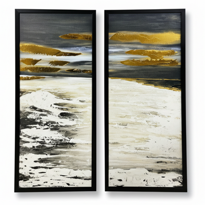 Modern Soyut Doku İşlemeli Altın Detaylı İkili Set