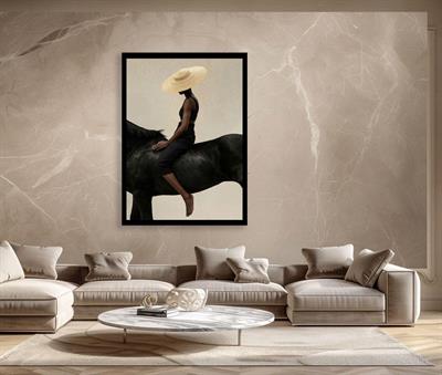 Modern At Binicisi Silüet Cam Tablo