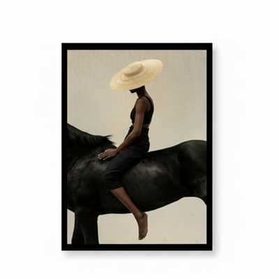 Modern At Binicisi Silüet Cam Tablo