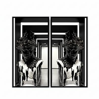 İkili Tablo Monokrom Heykel Diptik
