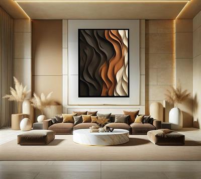 Decoart Modern Soyut Dalgalı Cam Tablo