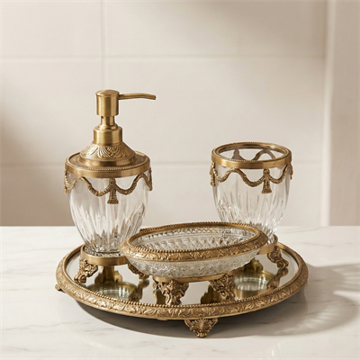  Pirinç Görünüm  4 Parça Banyo Seti