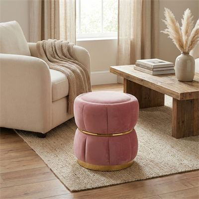Roma Pembe Kadife Puf