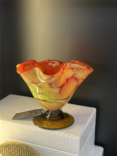 Ruffle Ağızlı El Yapımı Cam Vazo