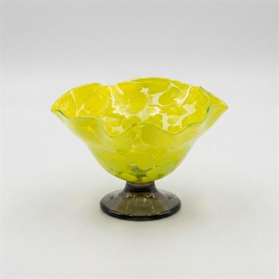 Sarı Dalgalı Ayaklı Kase