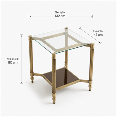 Şeffaf Camlı Dekoratif Yan Sehpa