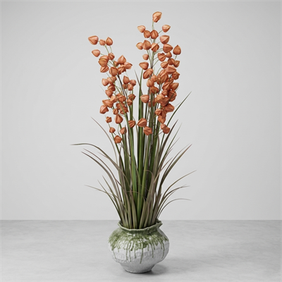 Seramik Yapay Çiçekli  Saksı