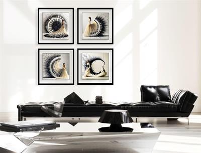 DecoArt Ritim Dans 4 Parçalı Cam Tablo Seti Siyah Beyaz