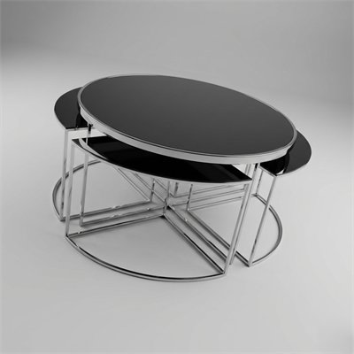 4+1 Metal Üzeri Krom Kaplama Orta Sehpa