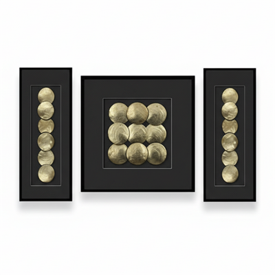 Modern Soyut Altın Daireler Cam Baskı Üçlü Tablo Seti