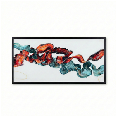 Soyut Çerçeveli Cam Baskı Tablo 