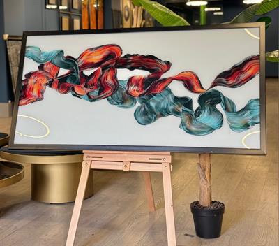 Soyut Çerçeveli Cam Baskı Tablo 