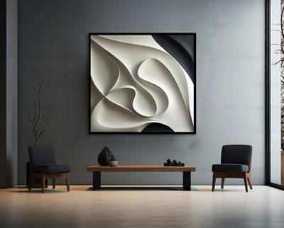 Sanat Cam Soyut Akışkan Geometrik Tablo Fildişi