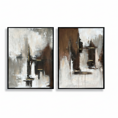 Sanat Modern Dokulu Soyut Tablo Kahve Krem