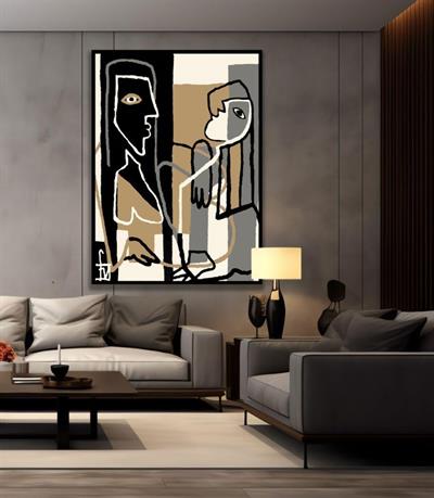 Dekorart İki Figürlü Çizgi Sanatı Modern Tablo