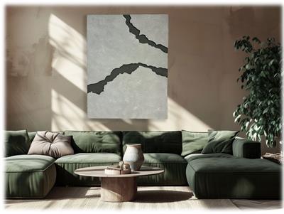 Modern Sanat Beton Efektli 3 Boyutlu Kanvas Gri