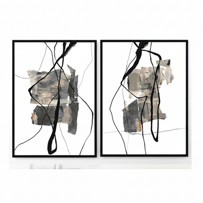 Sanat Soyut Doku İşlemeli İkili Tablo Seti