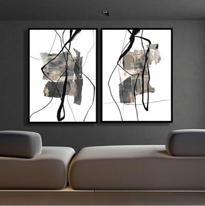 Sanat Soyut Doku İşlemeli İkili Tablo Seti