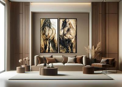 DecoArt Soyut Vahşi Atlar İkili Tablo Seti