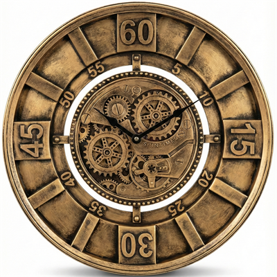  Bronz Çarklı  Duvar Saati 