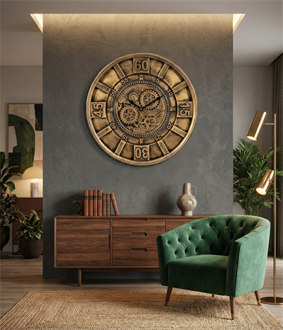  Bronz Çarklı  Duvar Saati 