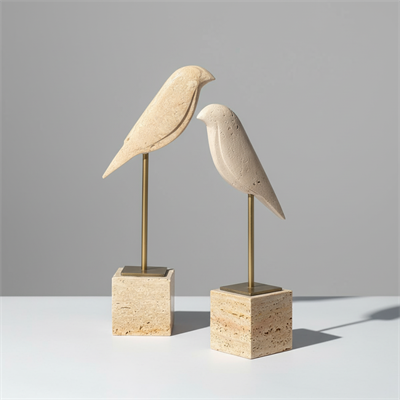 Traverten Kuş Figür Seti (2 Parça)