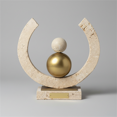 Traverten Altın Küreli Dekoratif Obje