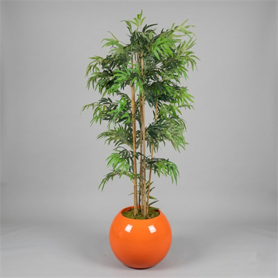 Turuncu Fiber Saksıda Çiçek Arajmanı