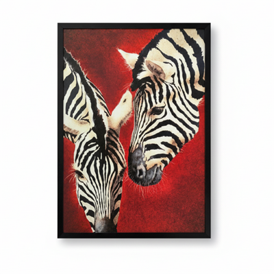 Cam Tablo Zebra Kırmızı Fonlu