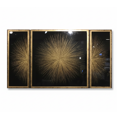 Artisan Üçlü Cam Tablo Seti Altın Işın Demeti