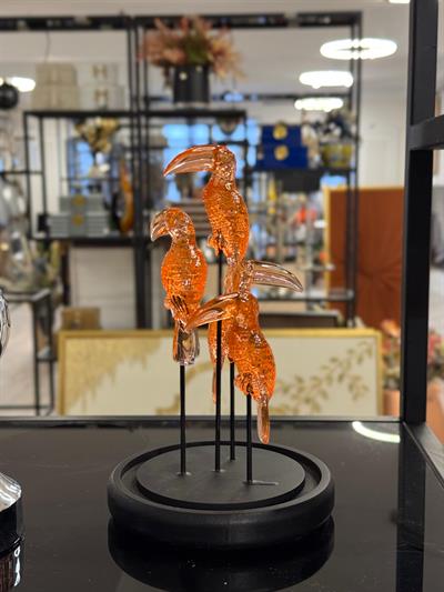 Üçlü Tropikal Kuş Figürü Biblo