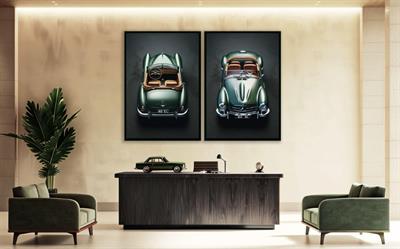 DecoArt Vintage Roadster İkili Cam Tablo Seti Yeşil