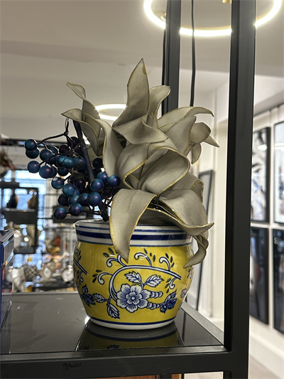 Yapay Bitkili Seramik Saksı