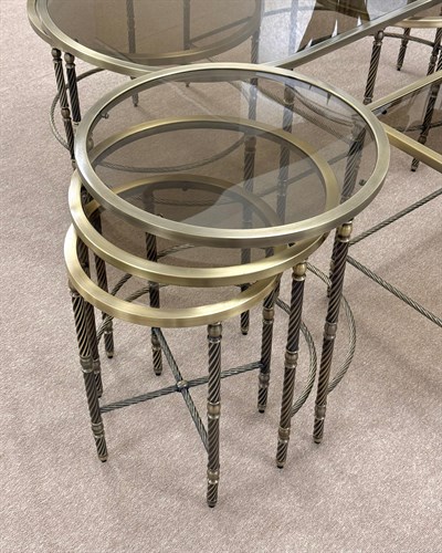 Yuvarlak Metal Camlı Zigon Sehpa