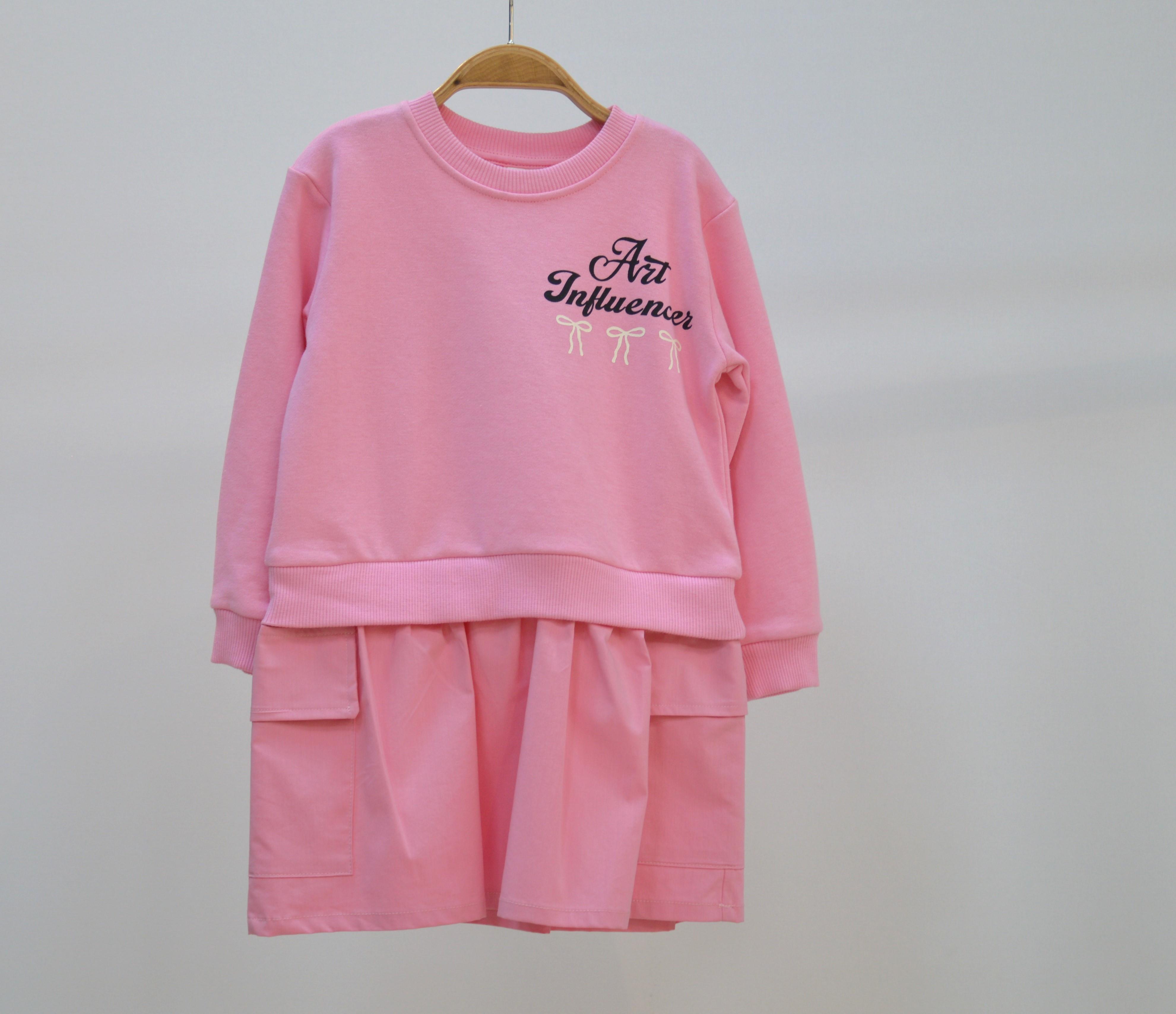 KIZ ÇOCUK UZUN KOLLU GÜNLÜK ELBİSE KIZ ÇOCUK UZUN KOLLU SWEAT ELBİSE