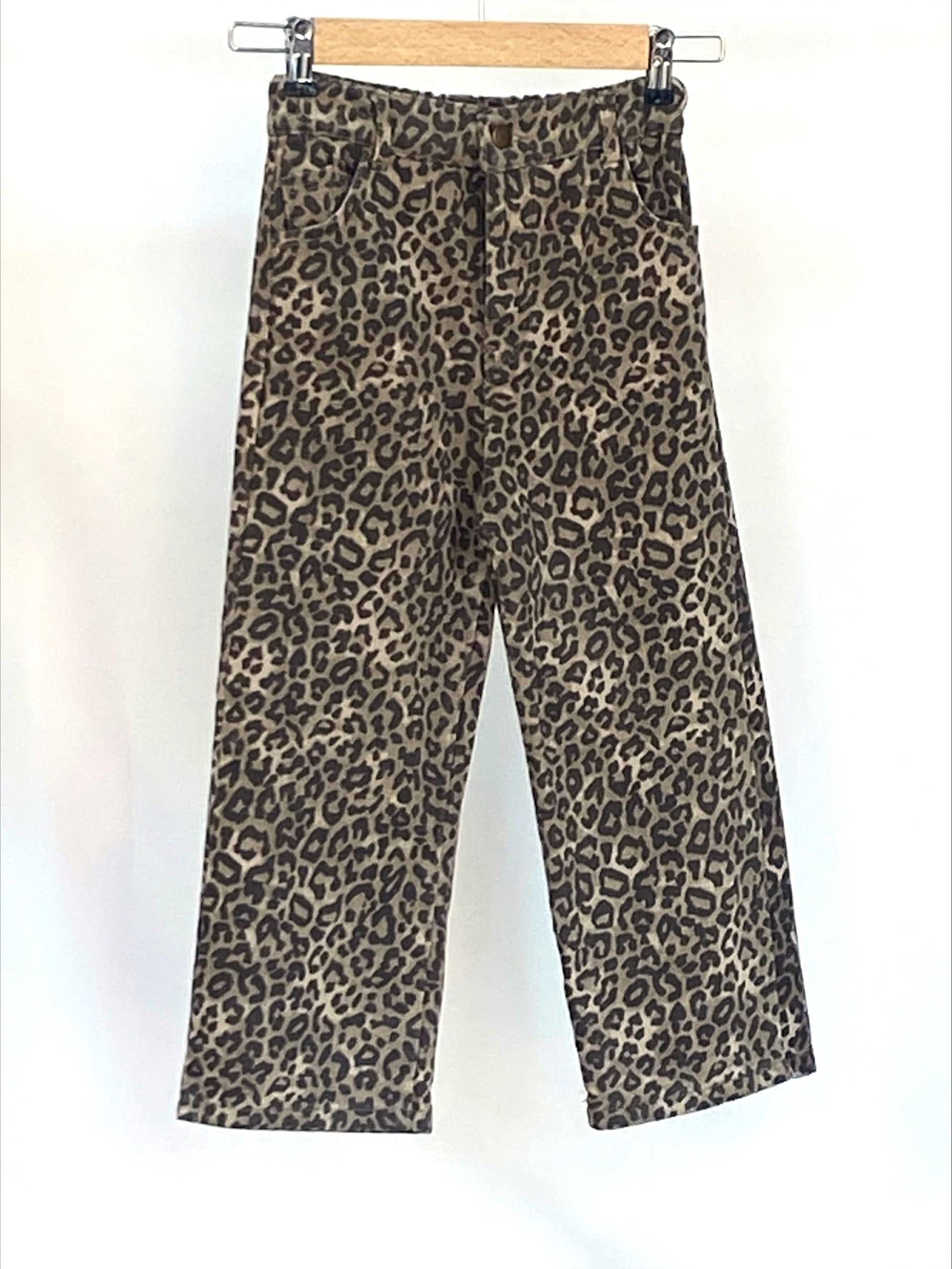 KIZ ÇOCUK LEOPAR PANTOLON GENİŞ PAÇA