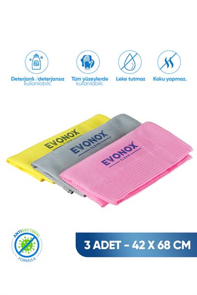 Mikrofiber Çok Amaçlı Temizlik Bezi 3'lü Set | Dev Boy 42x68 cm