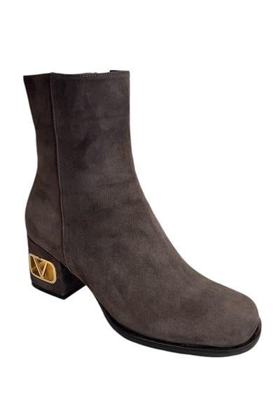 Antrasit Hakiki Süet Deri İçi Sıcak Astar Topuklu Bot