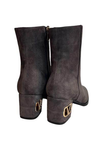 Antrasit Hakiki Süet Deri İçi Sıcak Astar Topuklu Bot