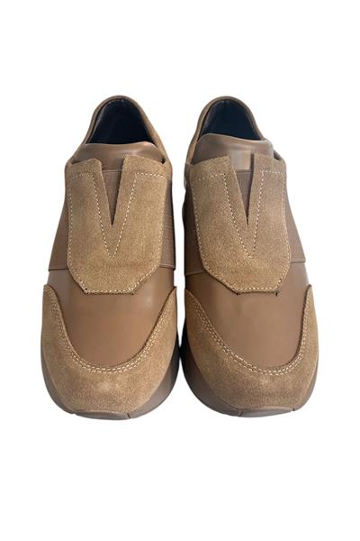 Bej Hakiki Deri Comfort Taban Sneaker