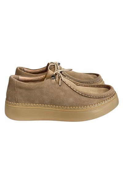 Bej Hakiki Deri Süet  Comfort Taban Günlük Ayakkabı