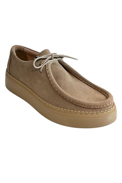 Bej Hakiki Deri Süet  Comfort Taban Günlük Ayakkabı